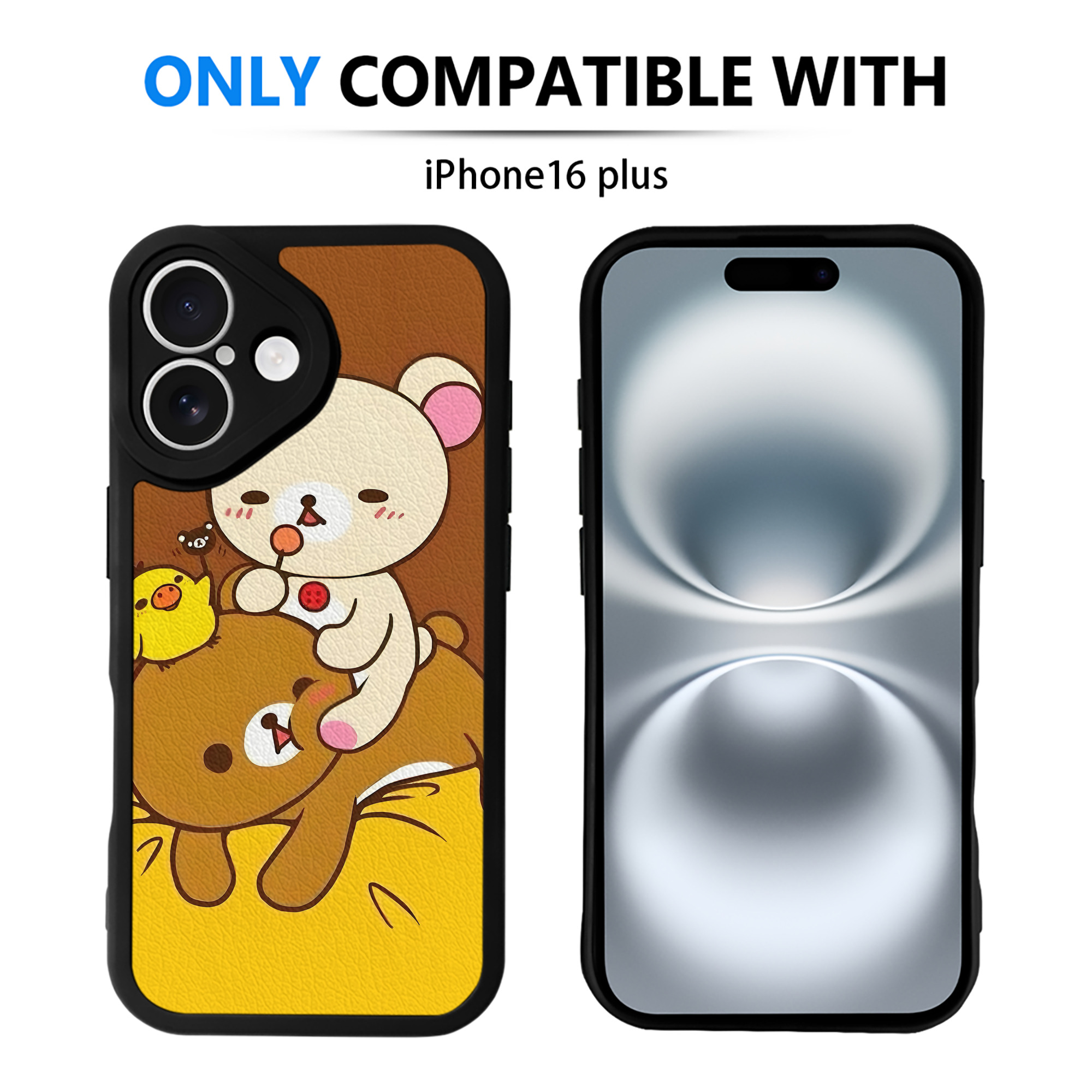 （画像用） リラックマ リラックマ キイロイトリ Rilakkuma Korilakkuma Kiiroitori 【iPhone 16シリーズ対応】シリコンスマホケース（レザー調） 材質：シリコン